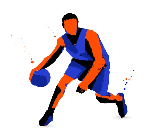 Color Bosquejo Jugador Baloncesto Ilustración Vectorial Sobre Fondo Blanco Concepto — Vector de stock