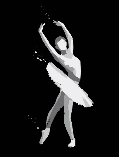 バレリーナのスケッチ 黒の背景にベクトル図です ダンスの概念 — ストックベクタ