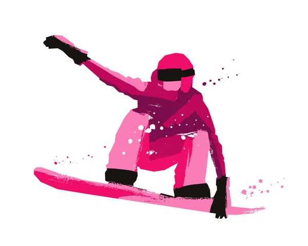 Silhueta Snowboarder Que Salta Isolado Ilustração Vetorial Conceito Desporto —  Vetores de Stock