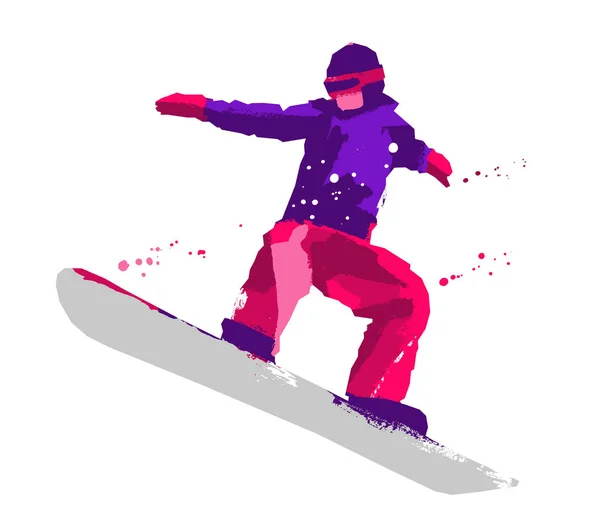 Silueta Snowboarder Saltando Aislado Ilustración Vectorial Concepto Deportivo — Vector de stock