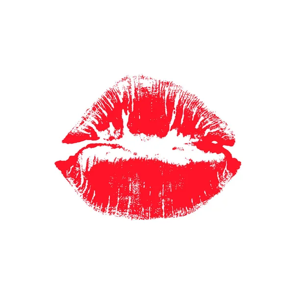 Sexy Lips Makeup Red Lipstick Kiss White Background Vector Female — Stock Vector