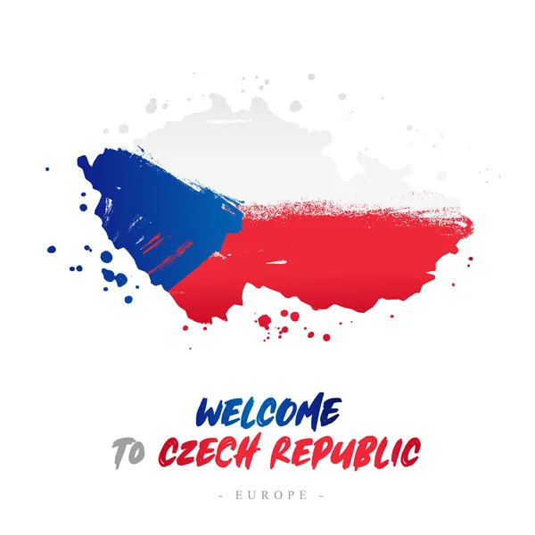Bienvenidos República Checa Europa Bandera Mapa Del País República Checa — Archivo Imágenes Vectoriales