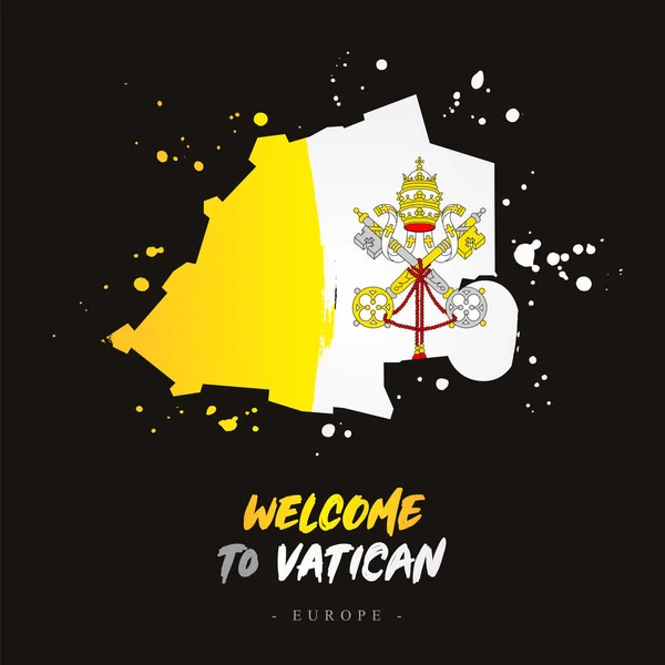 Welkom Bij Vaticaan Europa Vlag Kaart Van Het Land Van — Stockvector