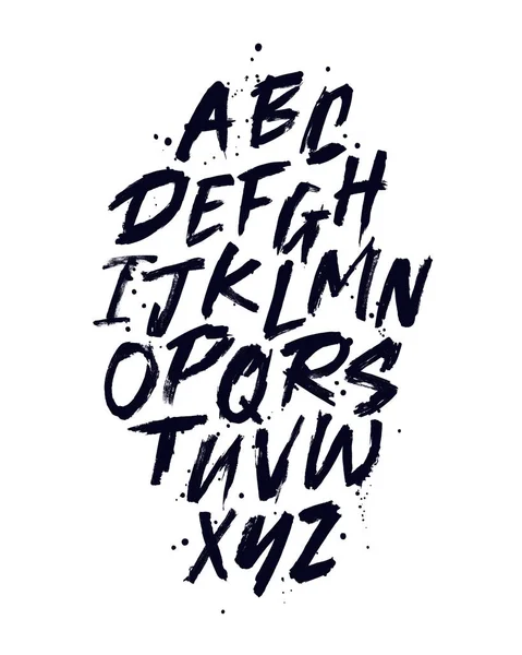 Γραμματοσειρά Διανυσματικού Χεριού Σχεδιασμένη Αλφαβητικά Βούρτσα Ζωγραφισμένα Γράμματα Γράμματα — Διανυσματικό Αρχείο