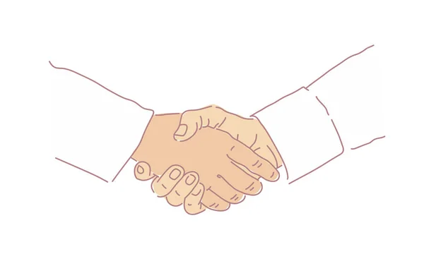 Obchodní Handshake Koncept Transakce Vektorové Ilustrace Bílém Pozadí Ruce Muže — Stockový vektor