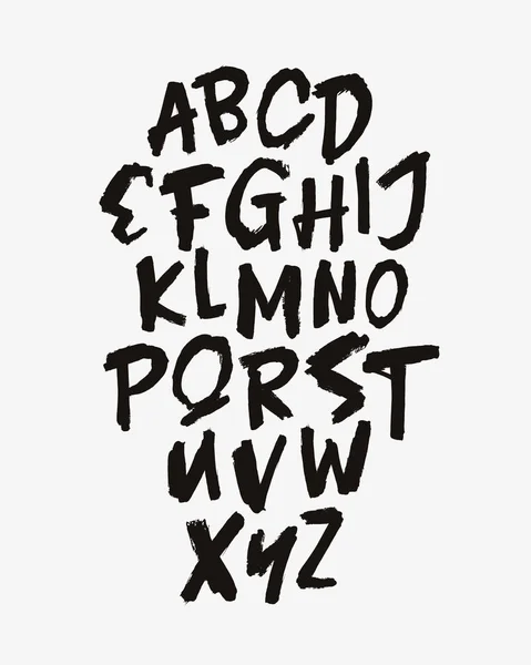 Vector Hand Drawn Alphabet Font Pinsel Bemalte Buchstaben Schrift — Stockvektor