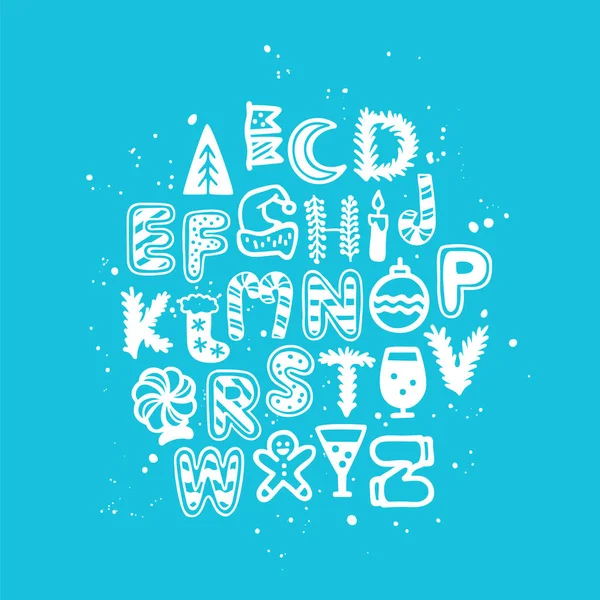 Neujahrs Alphabet Weihnachtsbriefe Vektorillustration Elemente Für Design Festschrift Das Konzept — Stockvektor