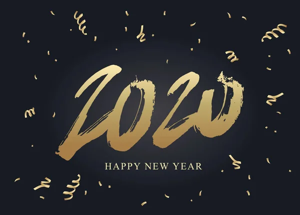 Feliz Ano Novo. Grande cartão de presente de férias. 2020 Letras . —  Vetores de Stock