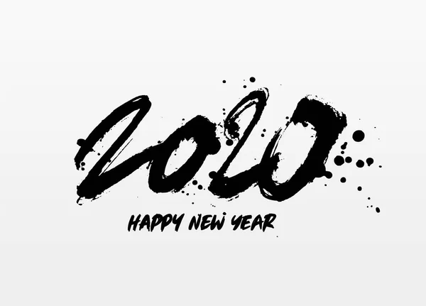 Ευτυχισμένο το νέο έτος 2020. Γράμματα. Βούρτσα γραμματοσειράς. — Διανυσματικό Αρχείο