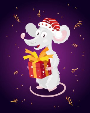 Neşeli küçük fare. Yeni Çin 2020 yılın sembolü. 