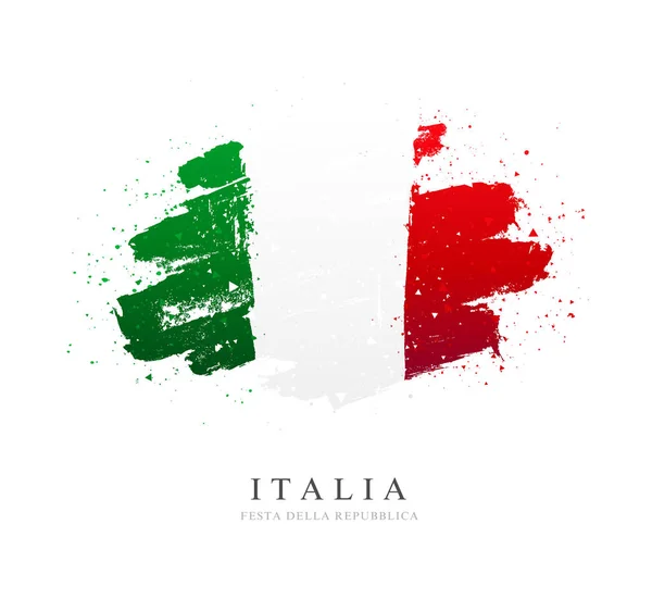 Italská vlajka Vektorová ilustrace na bílém pozadí. St štětce — Stockový vektor