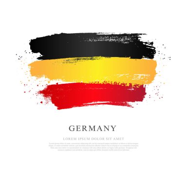 Alman bayrağı. Beyaz arka plan üzerinde vektör çizimi. Fırça stro