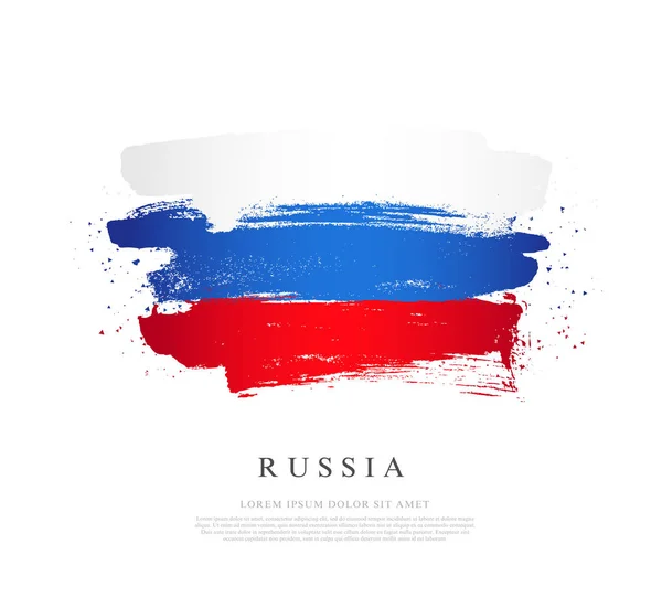Ρωσική σημαία. Απεικόνιση διανύσματος σε λευκό φόντο. Πινέλο — Διανυσματικό Αρχείο