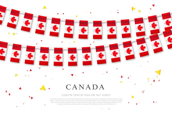 Garland of Canadian flags. Canada Day. Vector illustration — Stock Vector