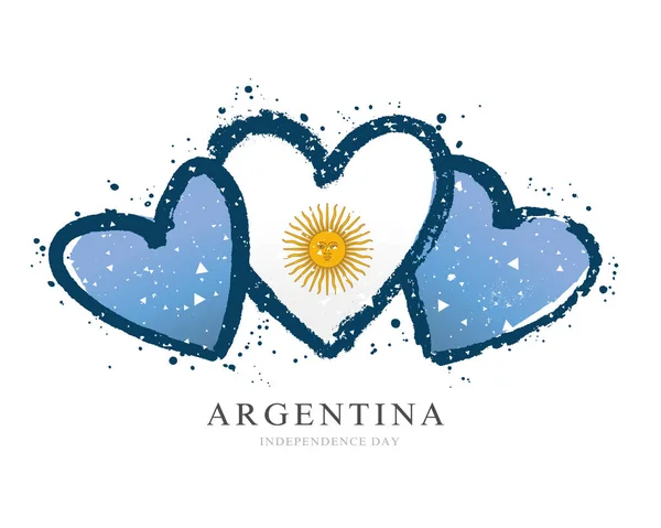 세 마음의 형태로 아르헨티나 국기. 벡터 설명비율 — 스톡 벡터