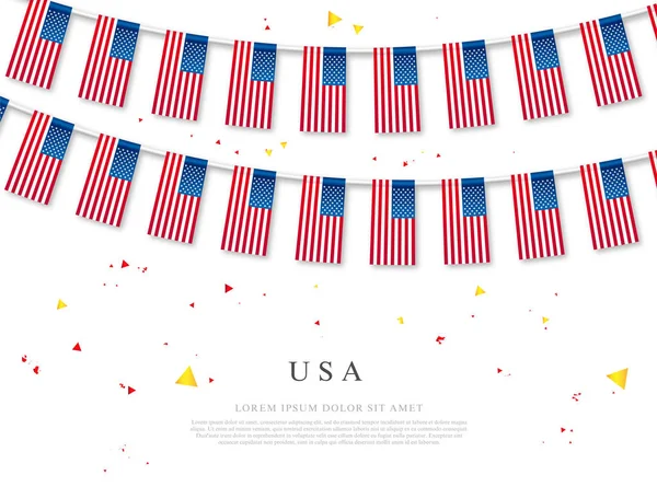 Guirnalda de banderas americanas. USA Día de la Independencia . — Vector de stock