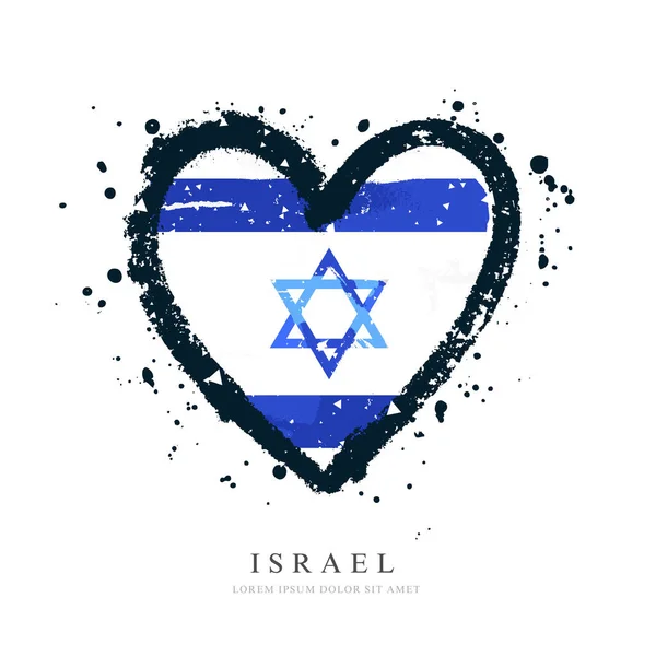 Bandera israelí en forma de un gran corazón. Ilustración vectorial — Vector de stock