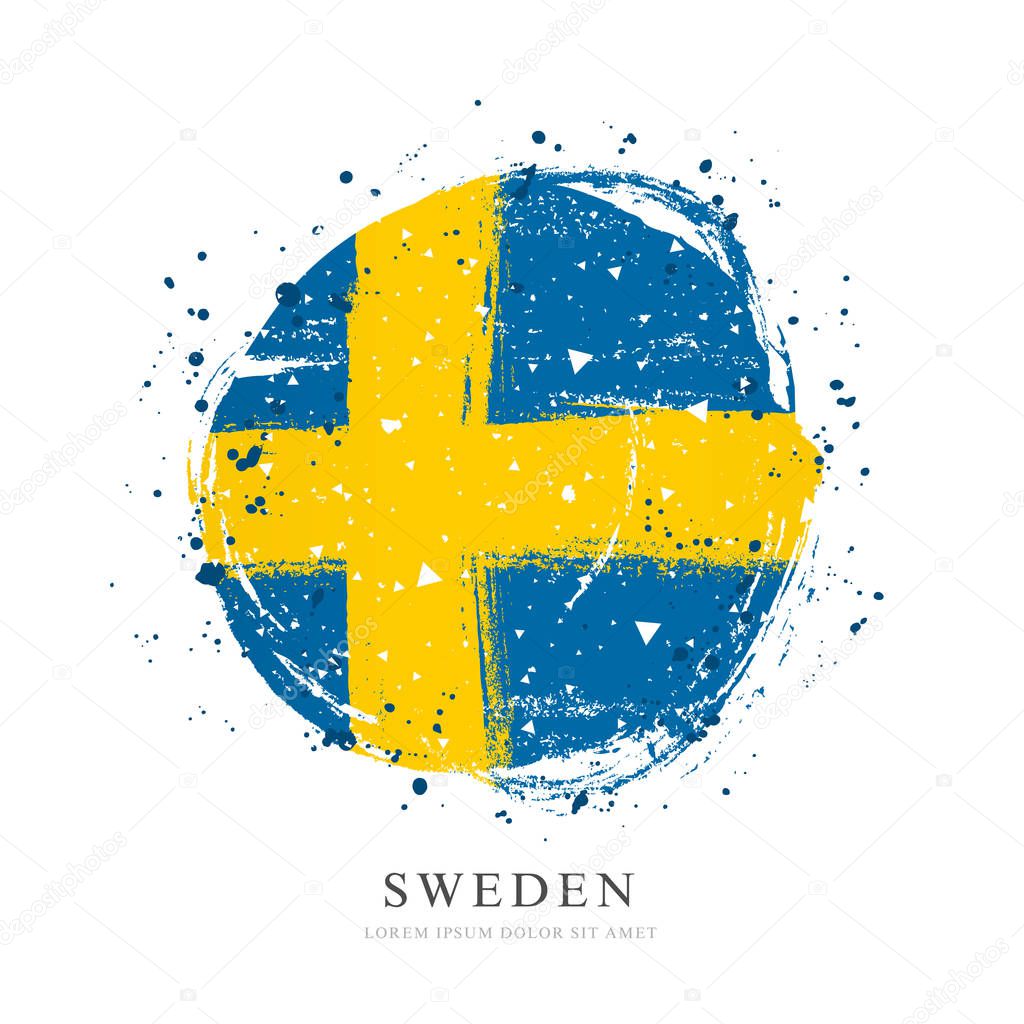 Flag of Sweden in the form of a large circle. Vector illustratio