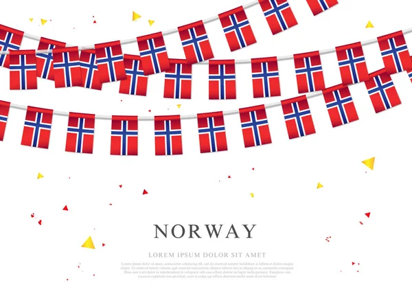 Garland z norských vlajek. Den nezávislosti Norska. — Stockový vektor