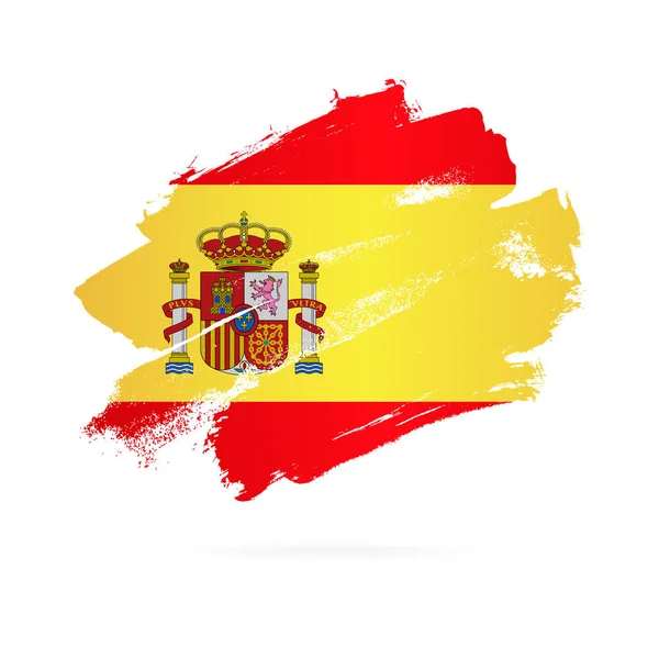 Spanska flaggan. Vektor illustration på vit bakgrund. Brush Str — Stock vektor