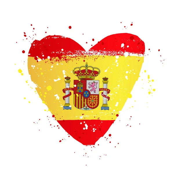 Büyük bir kalp şeklinde İspanyol bayrağı. Vektör çizimi — Stok Vektör