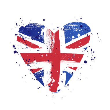 Büyük bir kalp şeklinde Büyük Britanya bayrağı. Vektör illustr