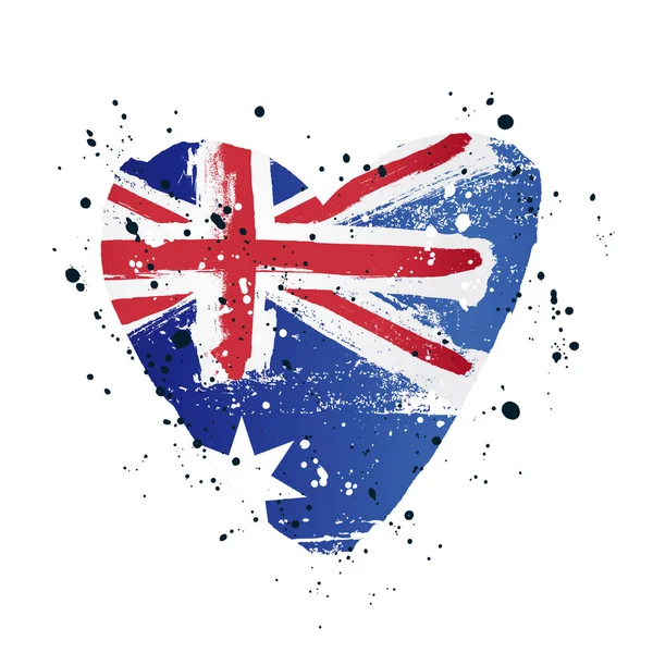 Australian flag in the form of a big heart. Vector illustration — Stock Vector