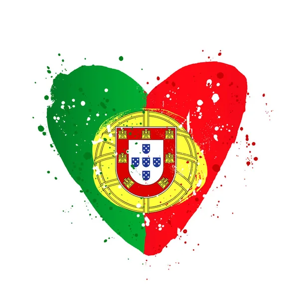 Portuguese flag in the form of a big heart. Vector illustration — Stock Vector