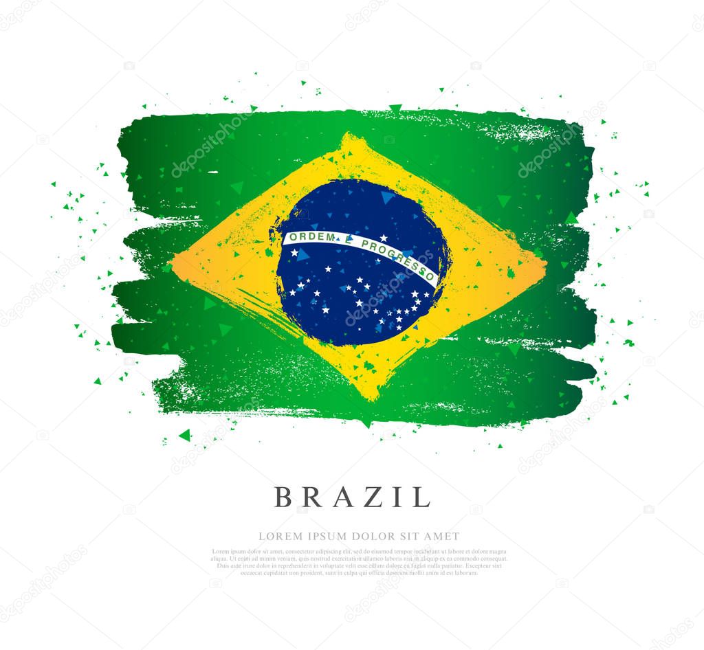 Brazil flag. Vector illustration on white background.