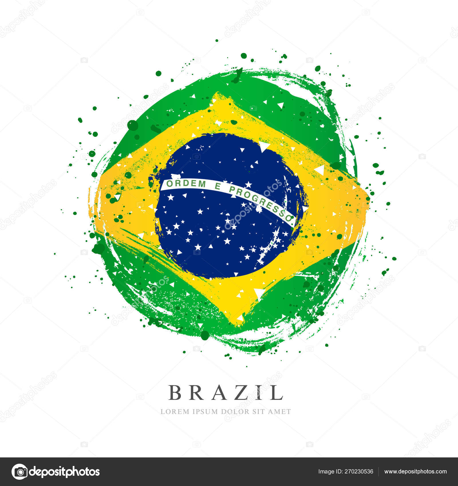 Bandeira brasileira na forma de um grande círculo. Vector illustrati imagem  vetorial de chekat© 270230536