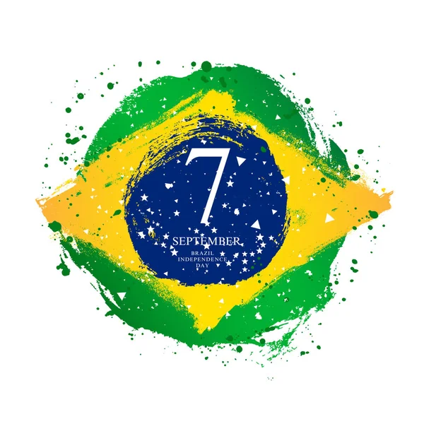 Brazilian flag in the shape of a circle. September 7 - Brazil's — Stock Vector