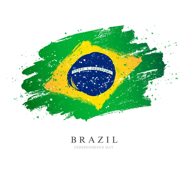 Brezilya bayrağı. Vektör illüstrasyon. Fırça darbeleri. Bağımsızlık Da — Stok Vektör