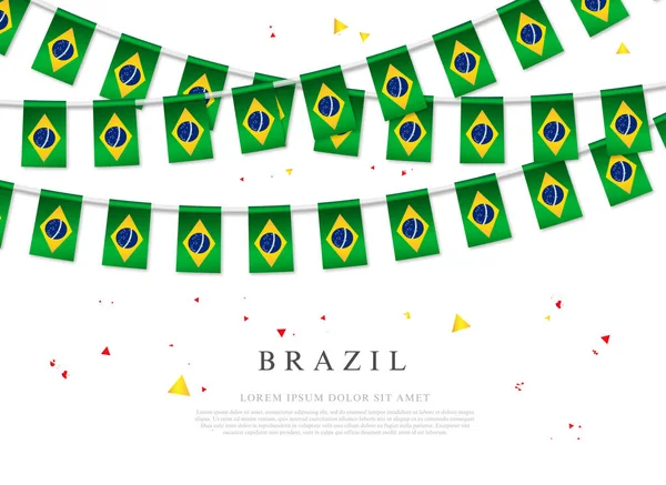 Guirlande de drapeaux brésiliens. Jour de l'indépendance au Brésil . — Image vectorielle