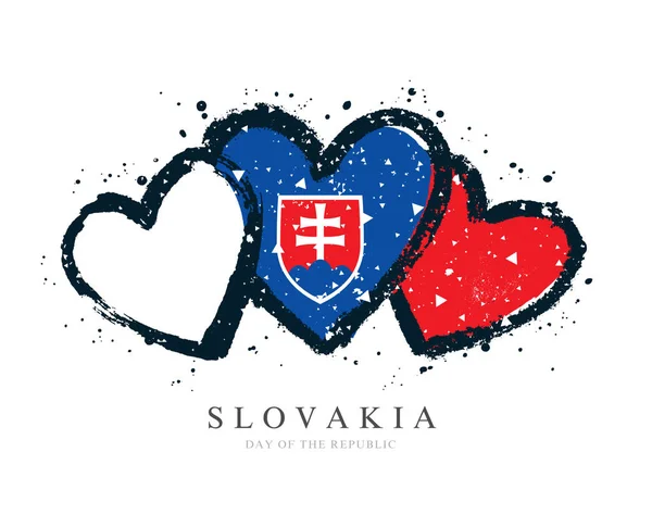 Slovakiska flaggan i form av tre hjärtan. Vektor illustration — Stock vektor