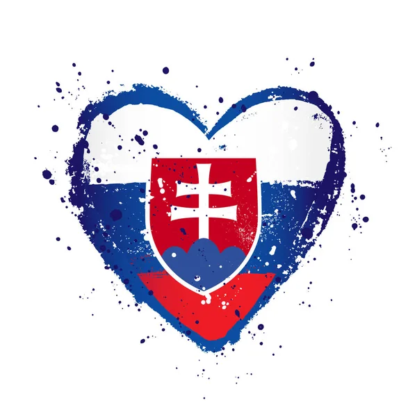 Bandera eslovaca en forma de un gran corazón. Ilustración vectorial — Archivo Imágenes Vectoriales