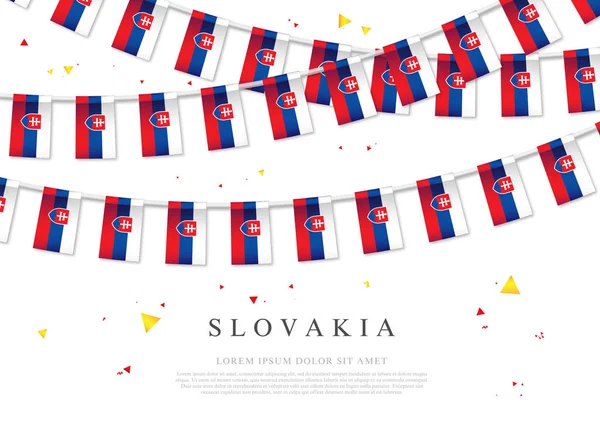 Guirnalda de banderas eslovacas. El día de la República Eslovaquia . — Archivo Imágenes Vectoriales