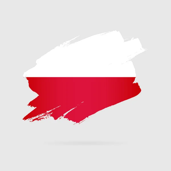 Польский флаг. Мазки кисти, нарисованные вручную . — стоковый вектор