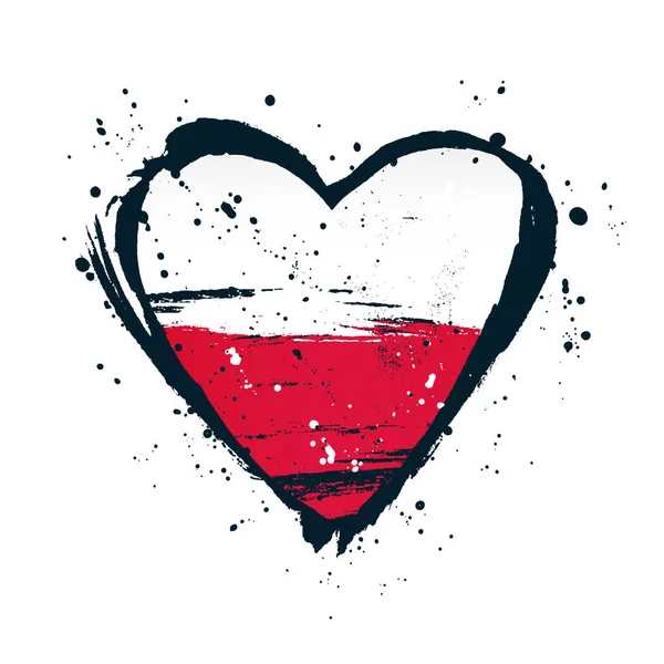 波兰国旗以一颗大心的形式。矢量插图 — 图库矢量图片