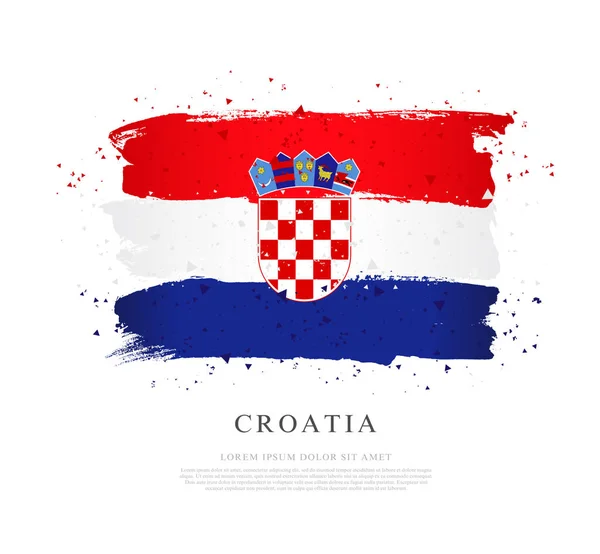 Croatia flag. Vector illustration on white background. Brush str — Stock Vector