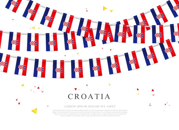 Guirnalda de banderas croatas. Día de la Independencia en Croacia . — Vector de stock