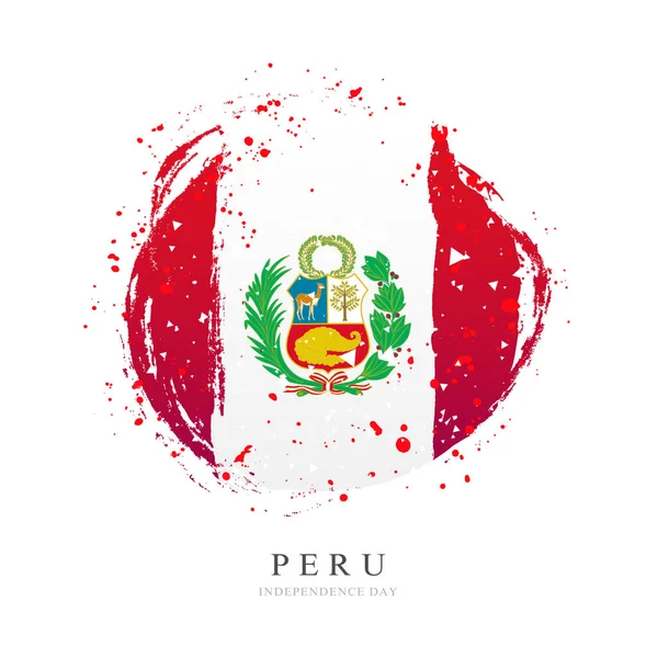 Drapeau du Pérou sous la forme d'un grand cercle. Illustration vectorielle — Image vectorielle