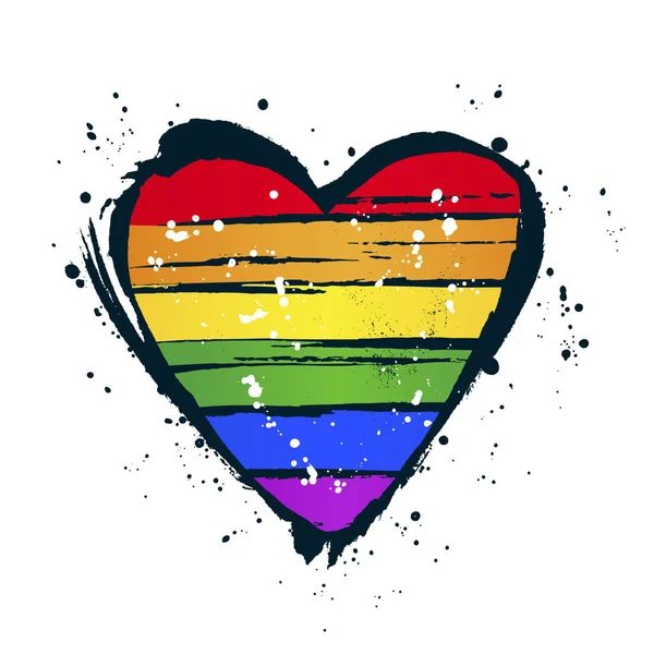 ЛГБТ-флаг в форме большого сердца. Векторная иллюстрация — стоковый вектор