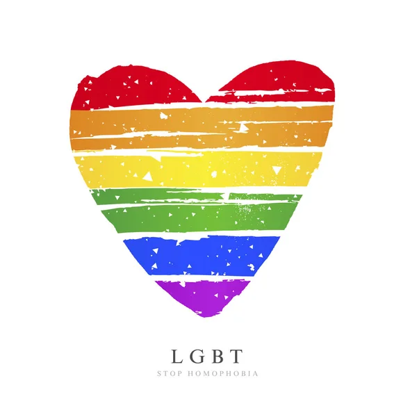 ЛГБТ-флаг в форме большого сердца. Векторная иллюстрация — стоковый вектор