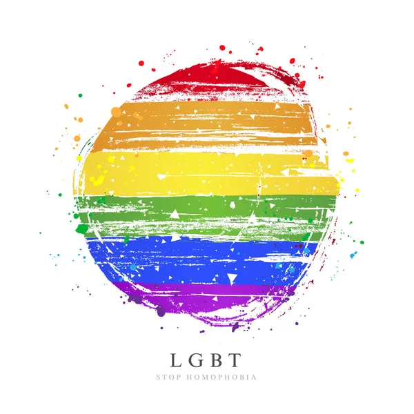 Drapeau LGBT sous la forme d'un grand cercle. Illustration vectorielle — Image vectorielle