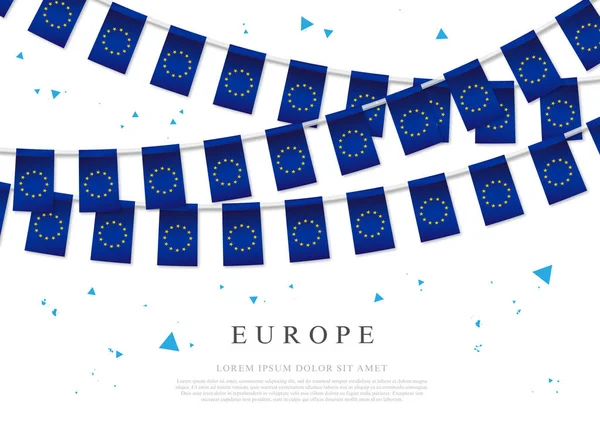 Guirlande de drapeaux d'Europe. 12 étoiles dorées . — Image vectorielle