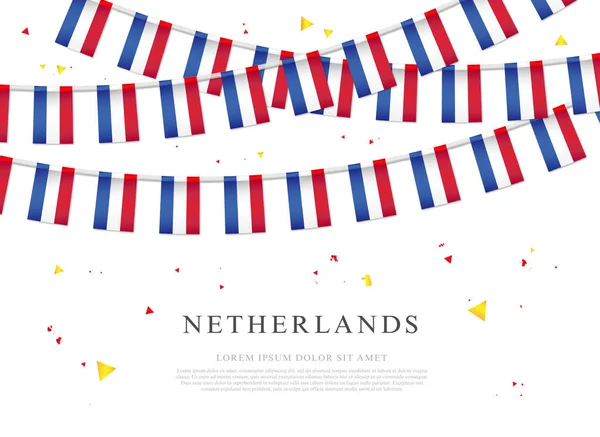 Garland z nizozemských vlajek. Královský den v Nizozemsku. — Stockový vektor