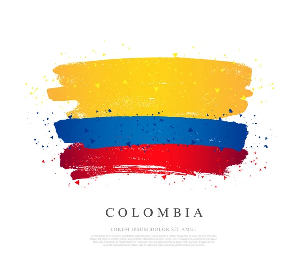 Флаг Колумбии. Мазки кисти, нарисованные вручную . — стоковый вектор