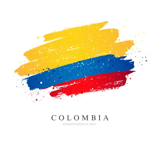Flag of Colombia. Brush strokes drawn by hand. Independence Day. — Stock Vector