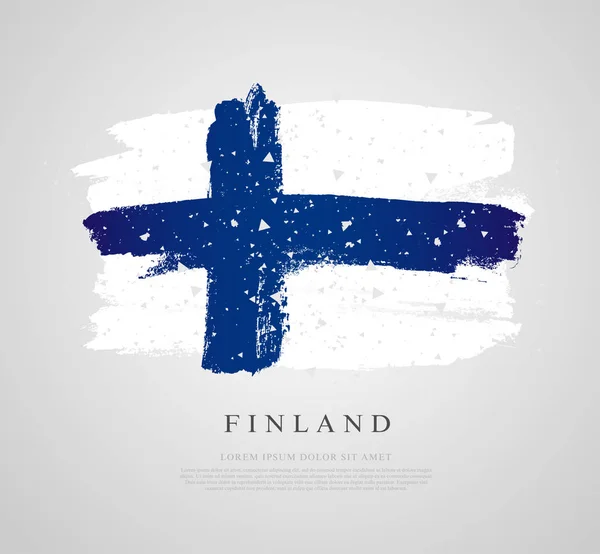 Drapeau de Finlande. Coups de pinceau dessinés à la main . — Image vectorielle