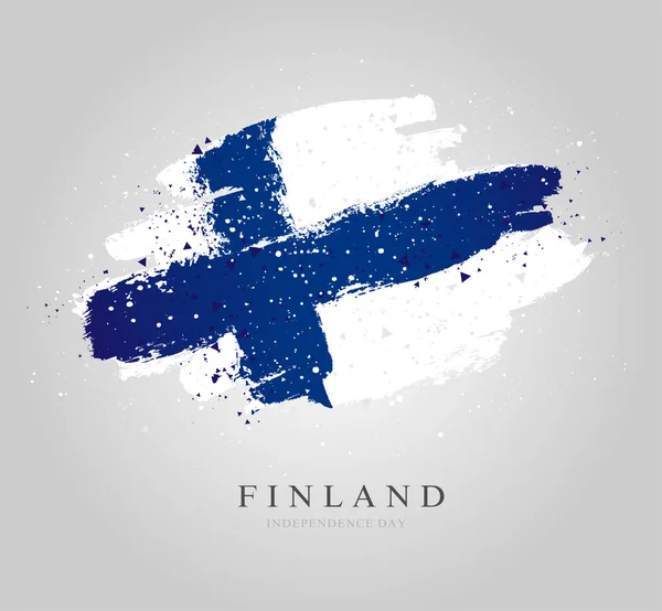 Drapeau de Finlande. Illustration vectorielle sur fond gris . — Image vectorielle